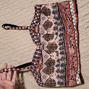Mirrored tribal boho crop top bra xl